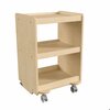 Flash Furniture Bright Beginnings Commercial Wooden Mobile Storage Cart with 3 Storage Tiers and Locking Caster Wheels, Natural MK-KE24084-GG